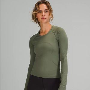 Lululemon Swiftly Tech Long-Sleeve Shirt 2.0 *Race Length - Green Twill Size 6